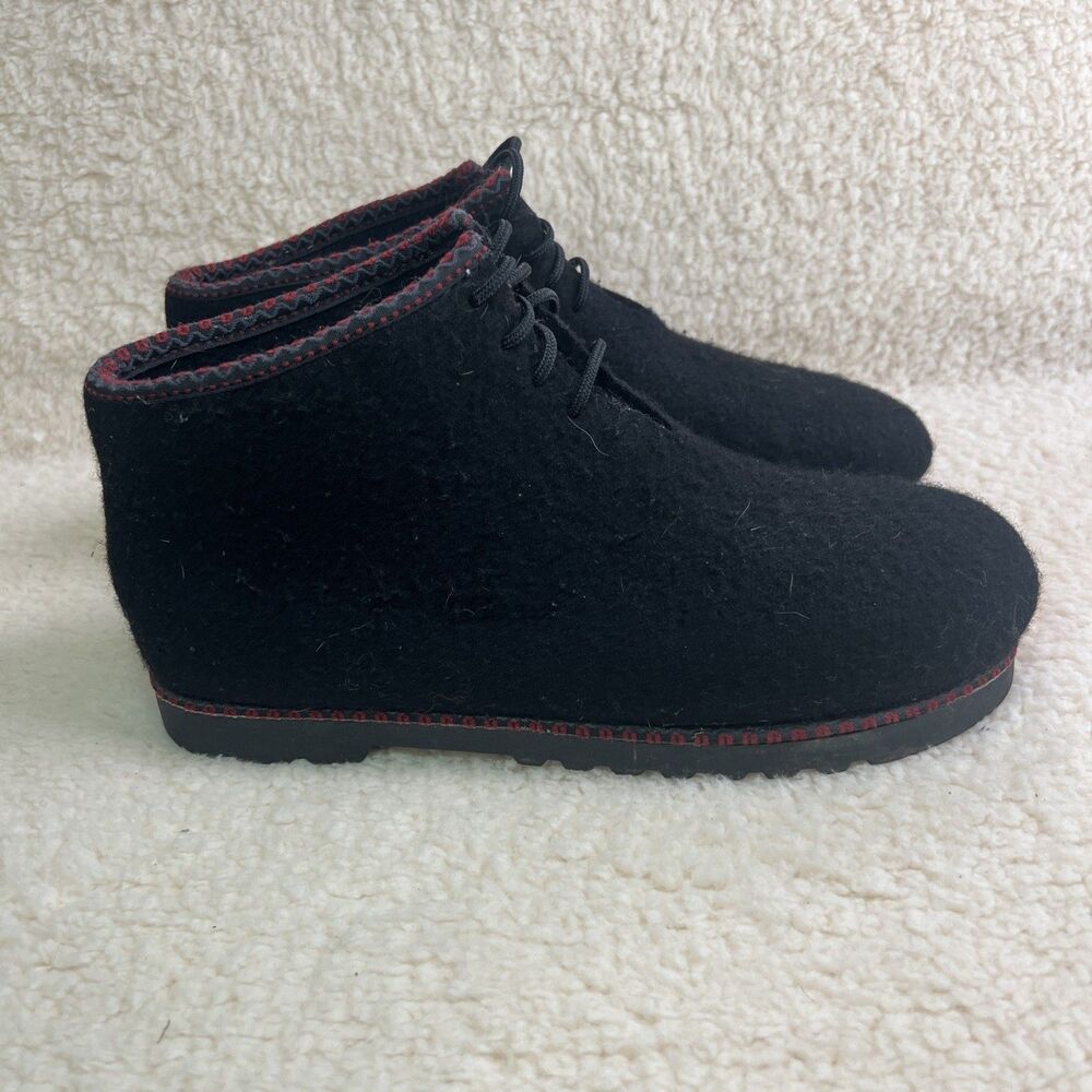 Wild And Wooly Women’s Boots Grey Black Wool Shoes Bootie Stegmann Lace Ankle
